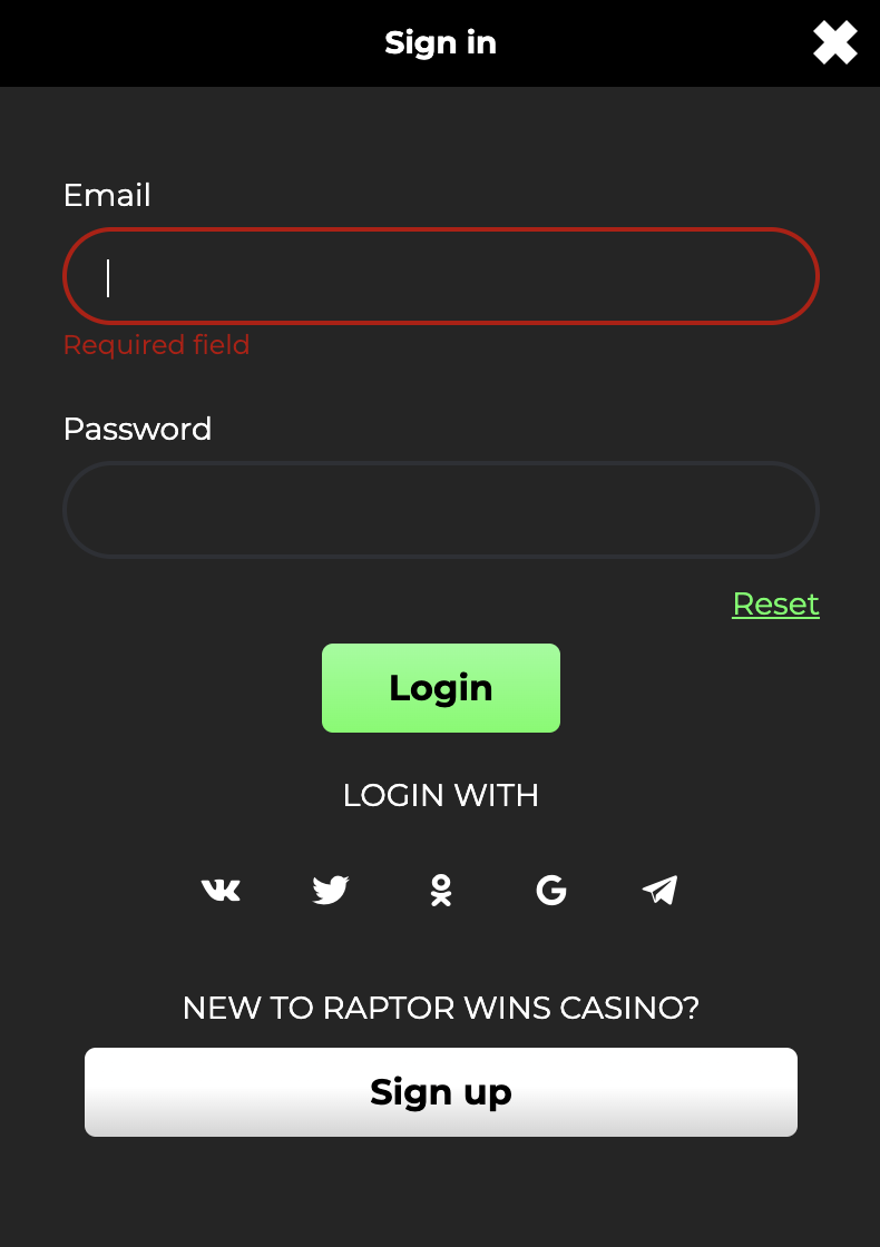 Raptor Wins Casino Login